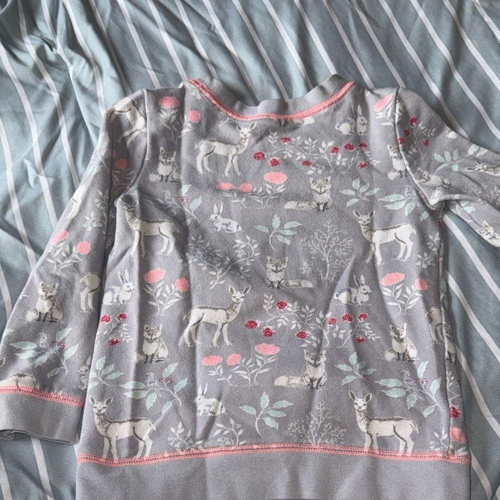 OshKosh B'gosh Gray Pullover Sweatshirt with Pink Trim and Woodland Print - Picture 4 of 5